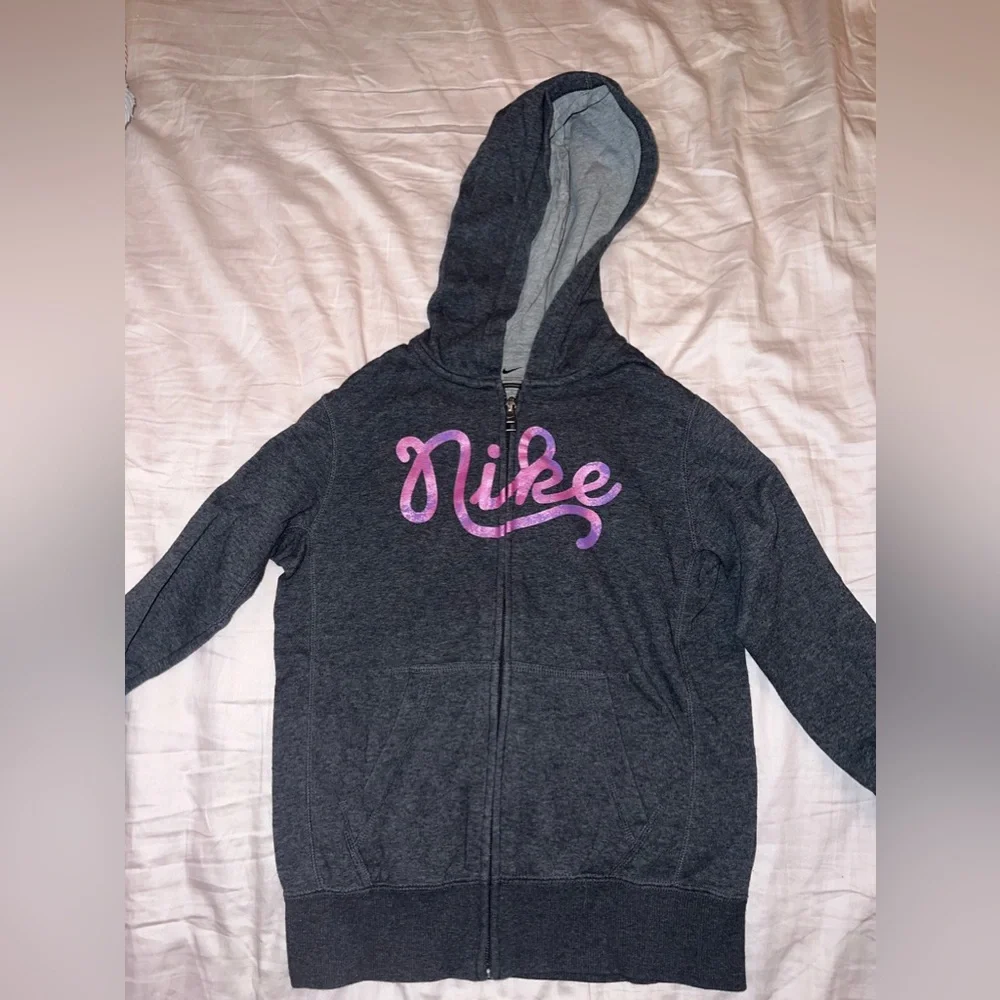 Nike Lilac Grey Zip Up Hoodie Kids Size M
